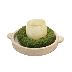 Lampion szklany na T-light  Świecznik Rustykalny Beżowy/Żółty